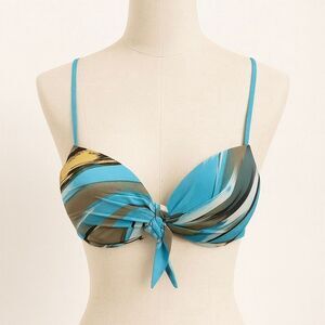 Paloma Swimwear Blue Push-Up Bikini Top – Tie Front, Women’s Size S